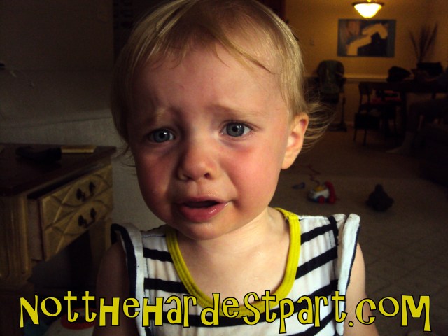 Score one for Mommy for making the baby cry before 9AM. A new record! This picture was actually from when Cee was informed that spitting out water once she drinks it is not proper decorum, but the face is essentially the same. A pout for all occasions!